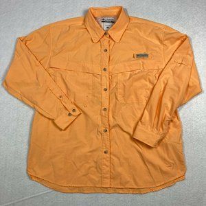 Columbia Womens Vented Fishing Hiking Shirt Long Sleeve Peach Color Size Large